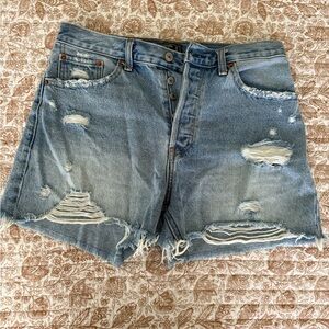 Abercrombie and Fitch Denim Cutoffs Distressed Denim Women's Shorts High rise